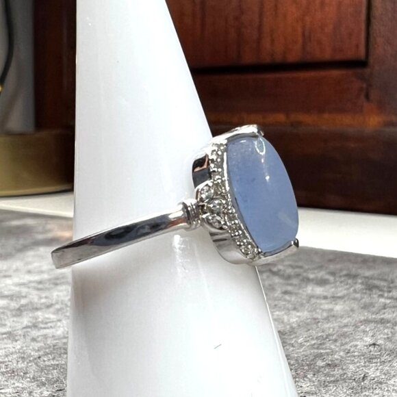 Ring Bomb Party Ring, size 7, light blue stone, silver color band - Picture 3 of 5